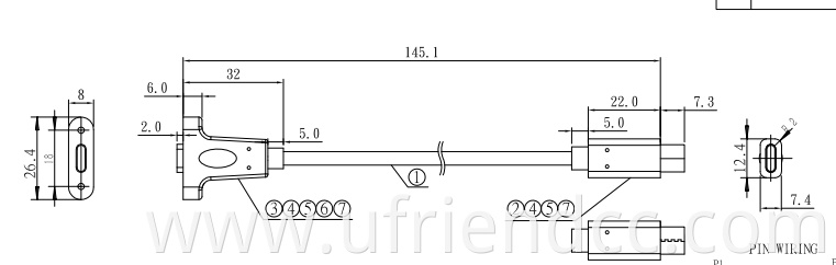 OEM USB C Locking Male to Female Panel flush mount extension usb3.1 type c with screw